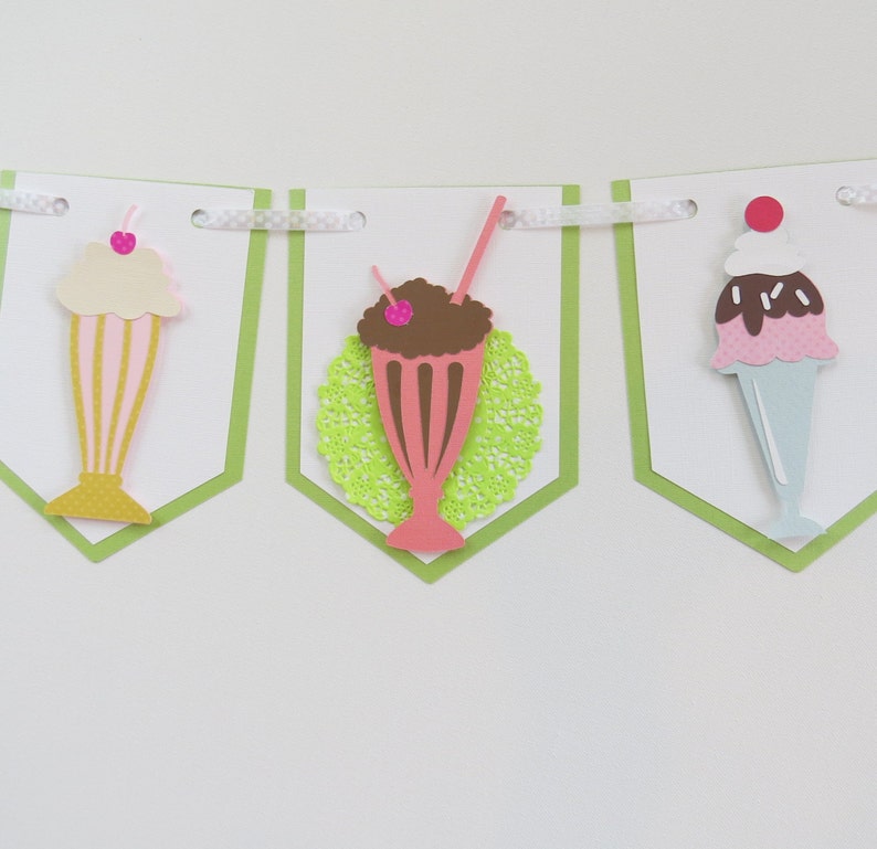 Party banner ice cream banner birthday banner retro party | Etsy