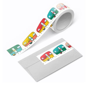 Reizende washitape | Plakboek Washi Tape | Camping Washi | Camper Van Washi | Tijdschrift Washi Tape | Esthetische tape | Roadtrip Washi