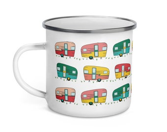 Camper Van Emaille Tasse: Road Trip Abenteuer Accessoire