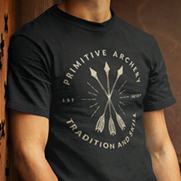 Primitive Archery Unisex Men's T-shirt, Archery Gift, Traditional Archery shirt, Archery Shirt, Archer Gift, Bow and Arrow Gift, Hunter Gift