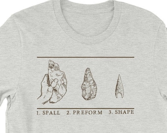 Flintknapping Process Steps T-shirt, Flint Knapper Gift, Flint Knapping Gift Men's shirt, Unisex Shirt, Flintknapper gift, Bushcraft Skills