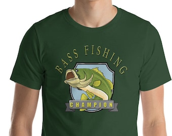 Bass Fishing Champion, Lucky Fishing Shirt, Fishing Gift, Gift for Fisherman Gift, Bass, Unisex Men's Shirt, Graphic T-Shirt, Angler Gift