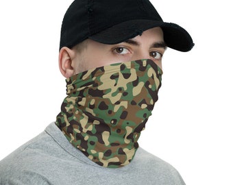 Forest Camo Face Mask, Hunter Camo, Hunting Camouflage, Hunting Mask, Neck Gaiter, Camo Headband, Headband, Bandana, Hunter Gift, Army Camo