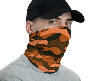 Hunter Orange Camo Face Mask, Mask Cover, Camouflage Mask, Hunting Mask, Neck Gaiter, Reusable Fabric Mask, Headband, Bandana, Hunter Gift,