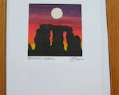 Water Colour Card "Standing Stones" Hand Painted Stonehendge West Country Blank Card Birthday Anniversary Any Occasion