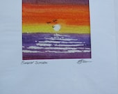 Hand Painted Water Colour Card "Summer Sunset" Blank Birthday Card Anniversary Card Any Occasion Card