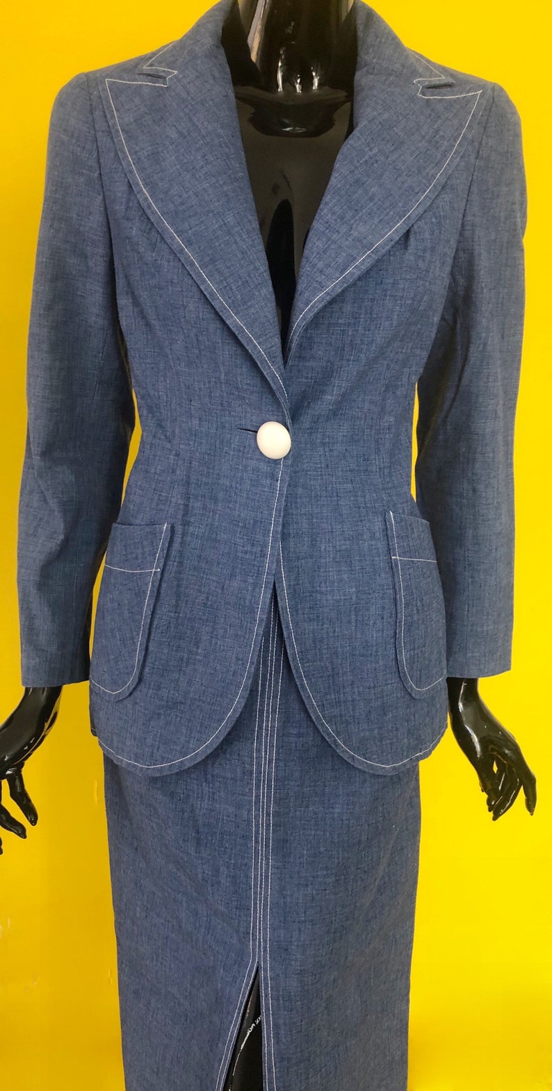 Vintage 70s Cotton Maxi Skirt and Blazer Set by Stephanie B