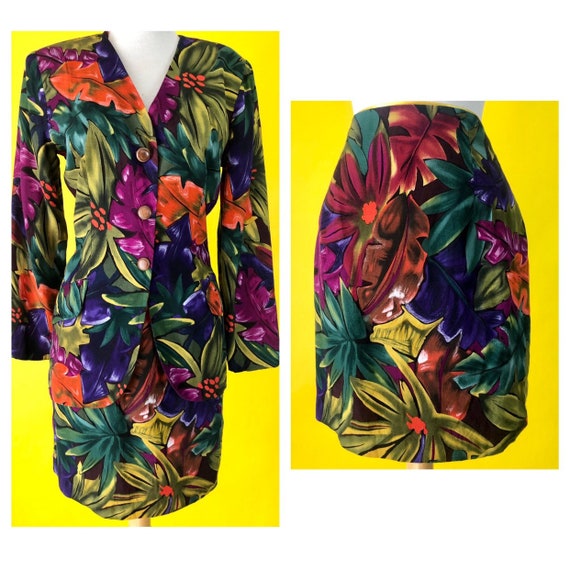 1990s Tropical Skirt Suit Diana Hartman