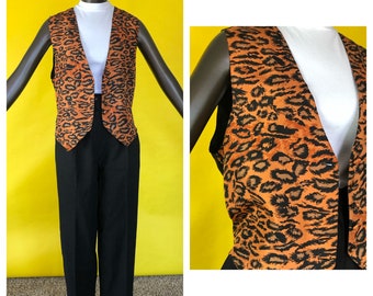 90s Carol Horn Silk Leopard Vintage Vest