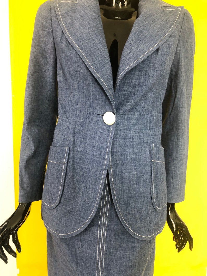 Vintage 70s Cotton Maxi Skirt and Blazer Set by Stephanie B