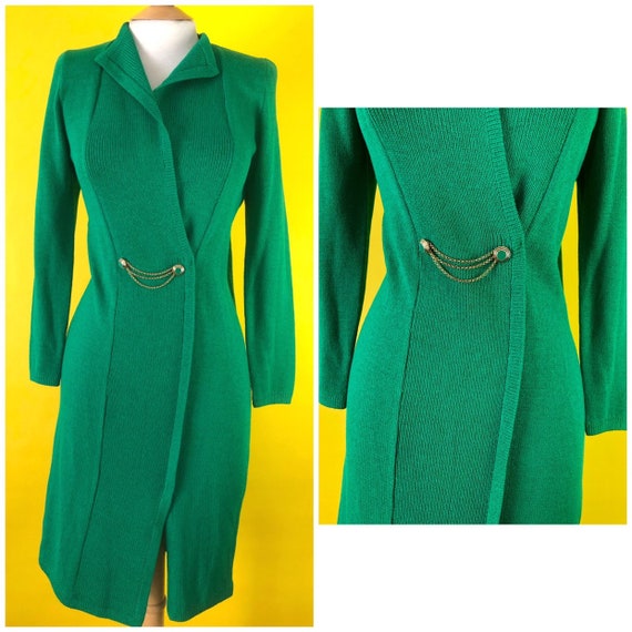 Green Knit and Vintage 90s Fashion Dress 1990s Wra