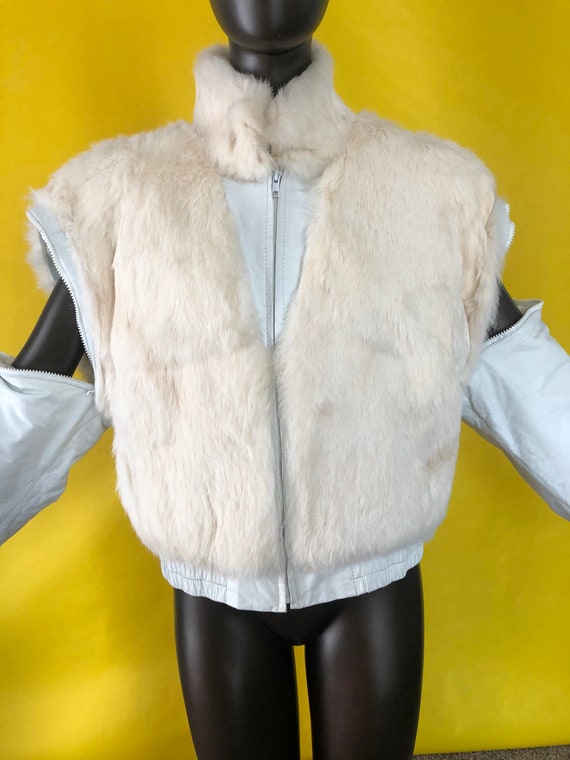 Leather Fur Vintage 80s Jacket and Vest - image 3