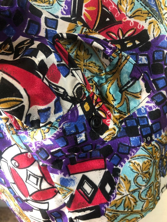 1980s Party Abstract Colorful Gianna Button Down … - image 2