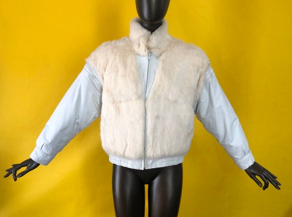 Leather Fur Vintage 80s Jacket and Vest - image 8