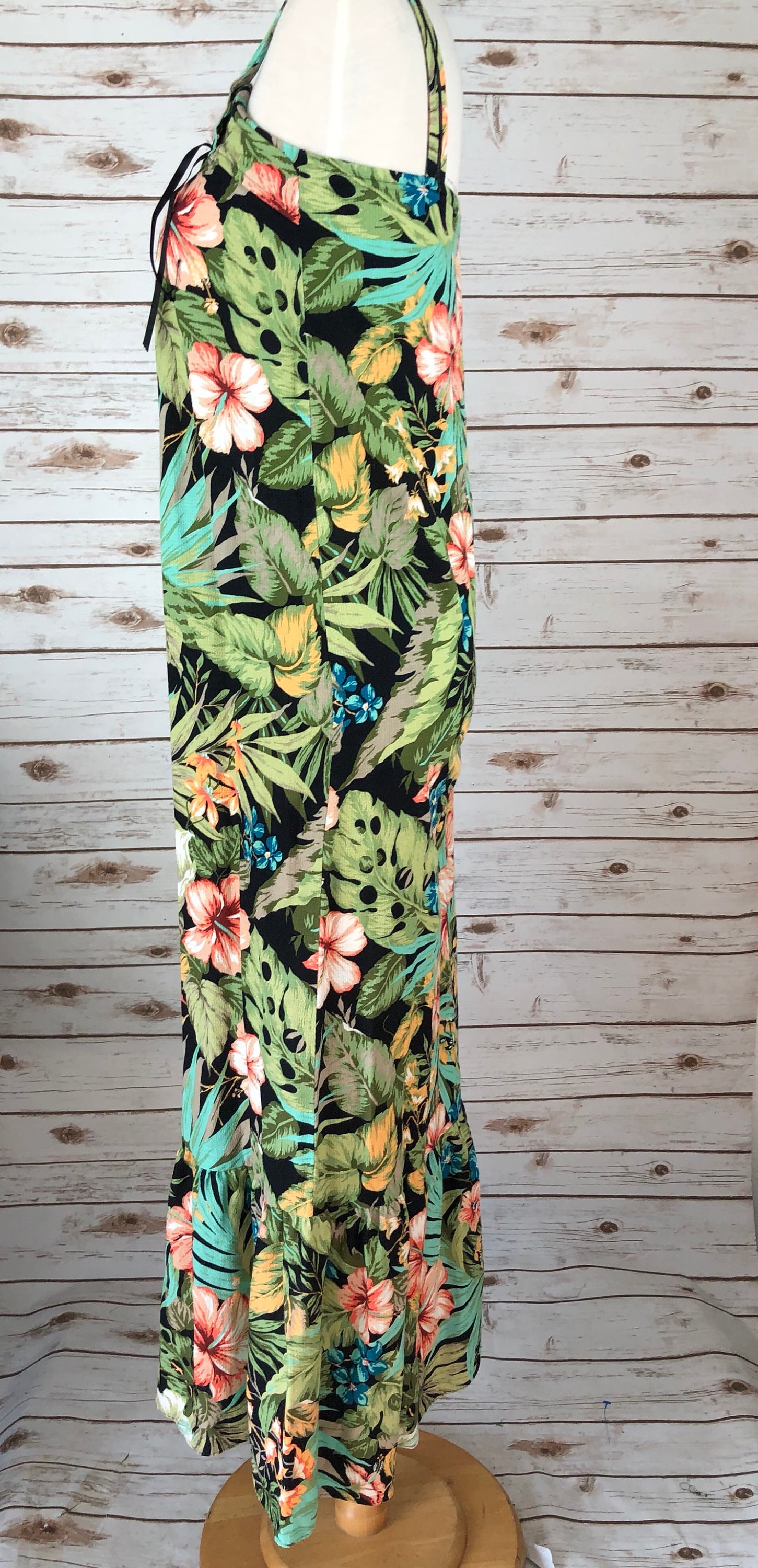 Hawaiian Print 70s Vintage Dress Maxi 70s Dress Floral Hawaii Dress ...