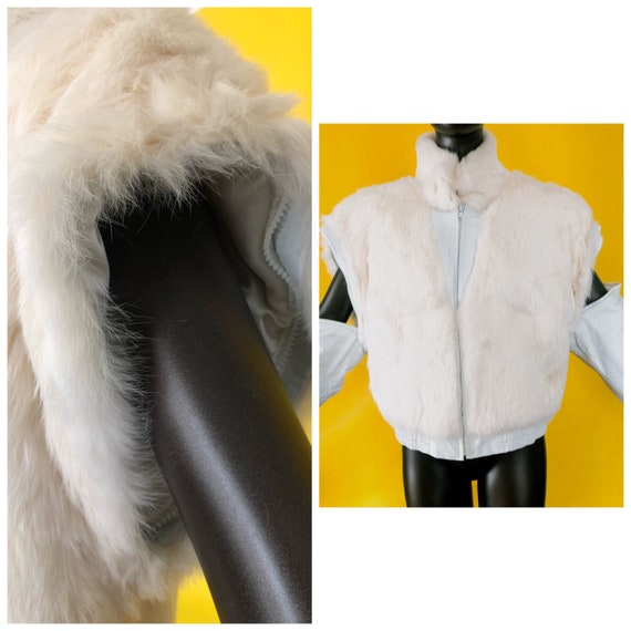 Leather Fur Vintage 80s Jacket and Vest - image 1