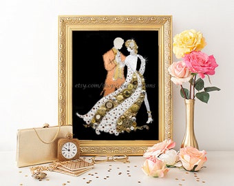 BALLROOM Dancers #81, 8X10art, Button Art, Button Artwork,Button Ideas,Button Uses, Ballroom Dancing art, Ballroom Decor, made in USA