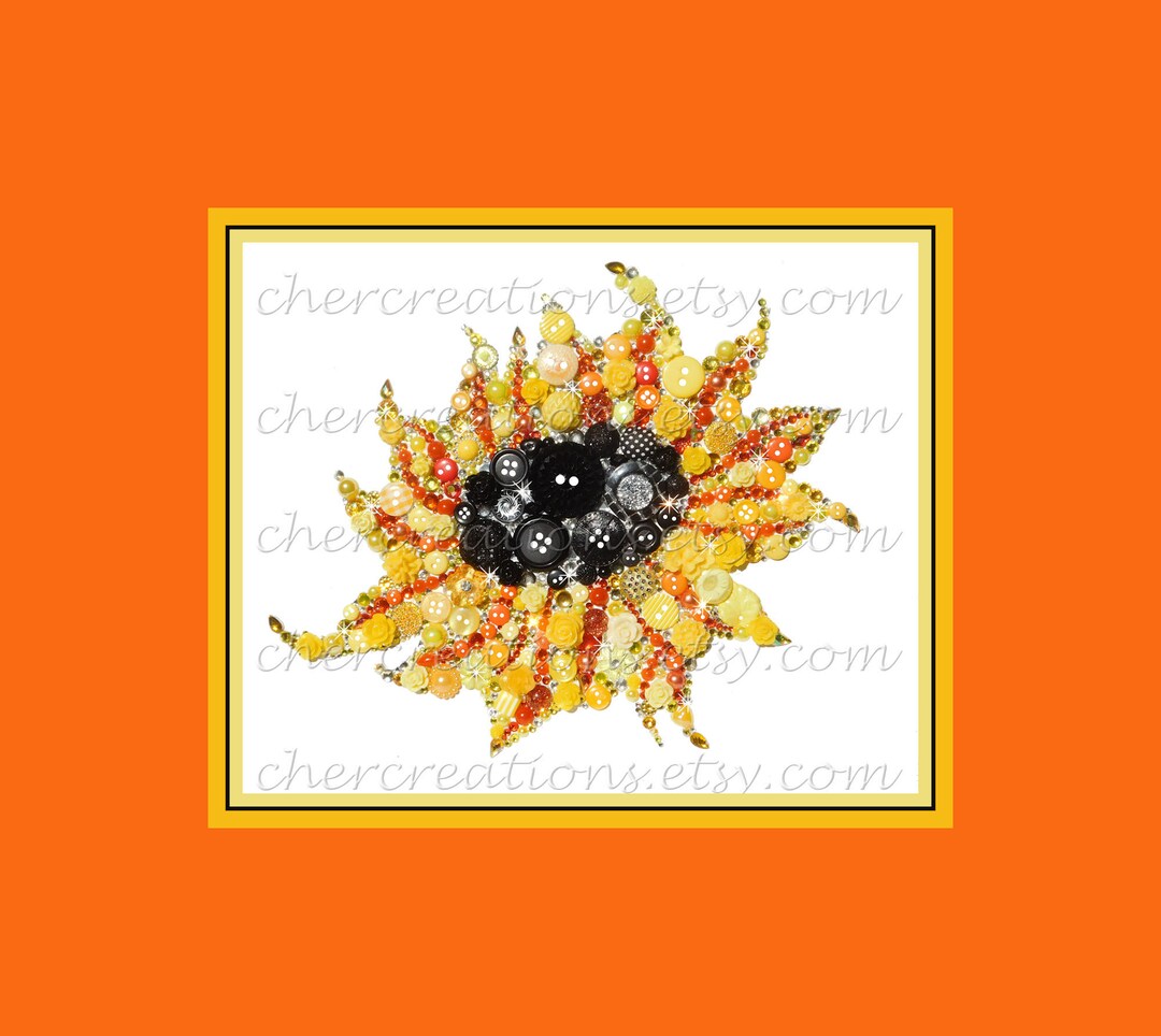 Button Art PRINT 8x10 of Orginial Button Artwork, Diy, Swarovski ...