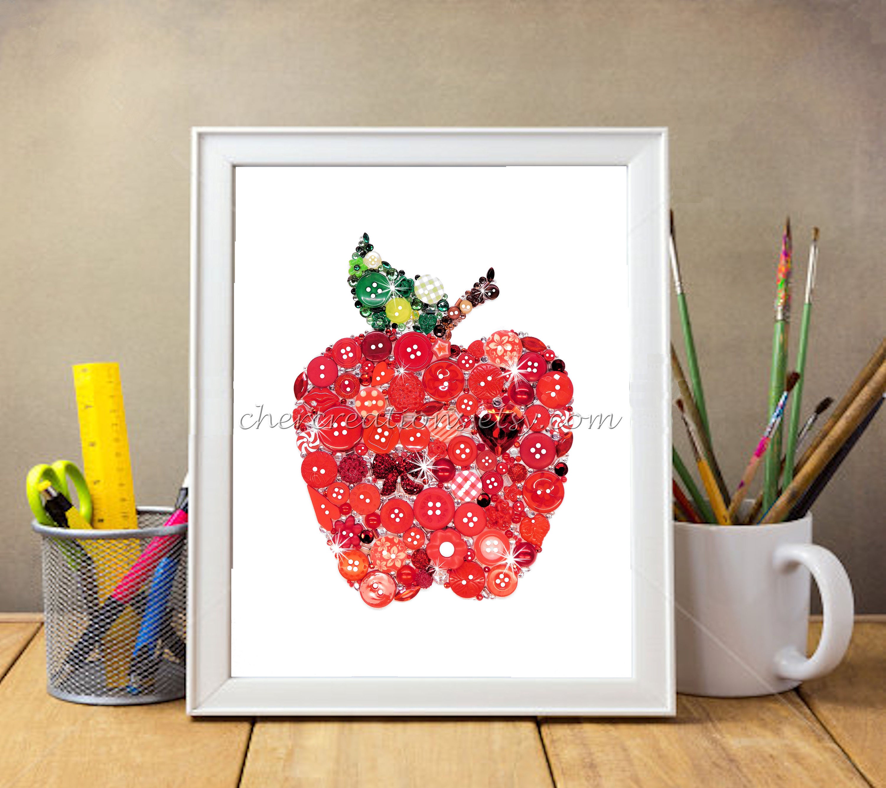 APPLE a DAY 142 8x10 Art Button Art Button Artwork Button - Etsy Canada