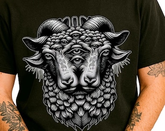 Two Headed Ram T-Shirt | Bighorn Sheep Weirdcore Tee | Surreal Gothic Goat Gift