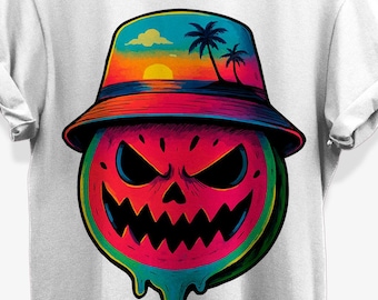 Evil Watermelon T-shirt for Tropical Horror Beach Fans | Cotton Graphic Tee