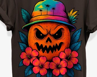 Spooky Melting Orange T-shirt for Tropical Horror Fruits Fans | Unisex Cotton Graphic Tee