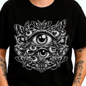 Odd Moths Eyeballs T-Shirt | Weirdcore Insects Tee | Dark Gothic Cryptid Gift