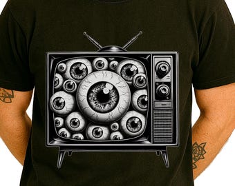 Weird TV Eyeballs T-Shirt | Odd Eyes Hypnotic Weirdcore Tee | Strange Television Gift