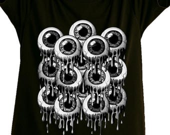 Creepy Dripping Eyes  T-Shirt | Melting Weirdcore Tee | Surreal Goth Style Gift