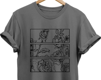 Minimalistisches Schwarze Rosen T-Shirt | Original 90er Jahre Grunge T-Shirt