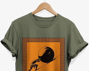 Minimalist Sisyphus Myth T-Shirt, Philosophical Tee, Philosophy Gift for Teachers