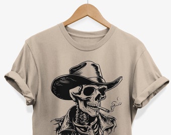 Skeleton Cowboy T-shirt: Western Skull Graphic Tee