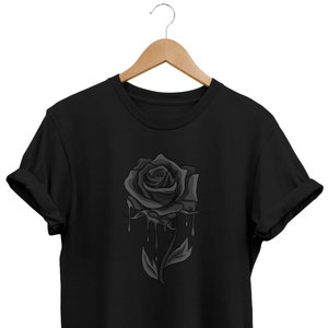 Bleeding Black Rose T-shirt, Soft Grunge Clothes, Aesthetic Shirt, Alternative Clothing, Edgy Outfit, Pastel Goth Gift, Emo, E-boy, E-girl
