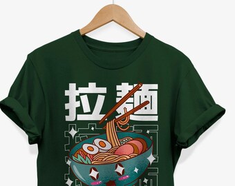 Kawaii Ramen Noodles Monster T-shirt: Retro Anime Foodie Gift