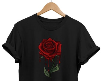 Bleeding Rose T-shirt: Floral Goth Grunge Graphic Tee