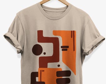 Abstract Coffee Cup T-shirt: Minimalist Geometric Art Graphic Tee