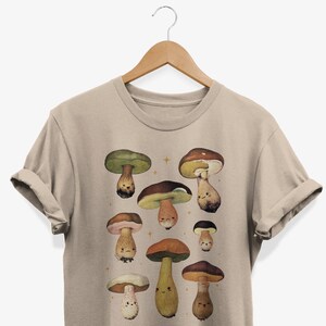 Vintage Mushrooms T-shirt | Cute Botanical Graphic Tee | Retro Cottagecore Shirt | Fairycore Gifts