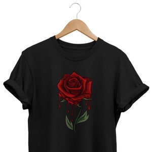Bleeding Rose T-shirt, Soft Grunge Clothes, Aesthetic Shirt, Alternative Clothing, Edgy Outfit, Pastel Goth Gift, Emo Tee, E-boy, E-girl Top