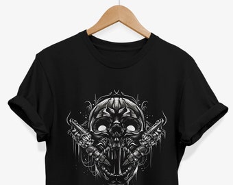 Skeleton Skull Tattoo T-shirt: Goth Graphic Tee