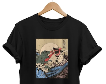 Vintage Japanese Monster Cat T-shirt, Japan Streetwear