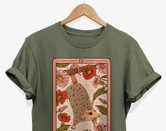 The Possum Art Tarot Card T-shirt, Botanical Floral Animal