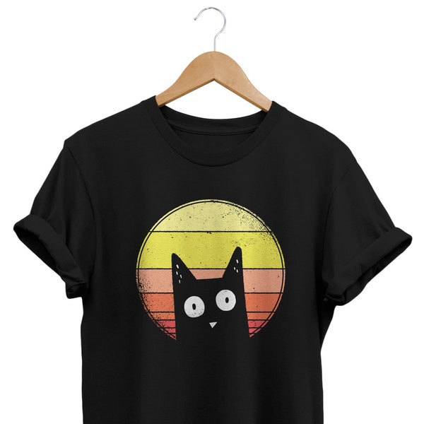 Retro Cat Shirt, Abbigliamento Grunge, Vestiti alternativi, T-shirt Old School, Tshirt retrò anni '80, T-shirt vintage anni '90, Regalo amante dei gatti, Retrowave Top