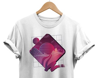 Vaporwave Sunset T-shirt: Retro Futuristic Synthwave Fashion