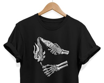 Goth Style Skeleton Hands T-shirt, Gothic Graphic Tee, Dark Grunge Alternative Clothing
