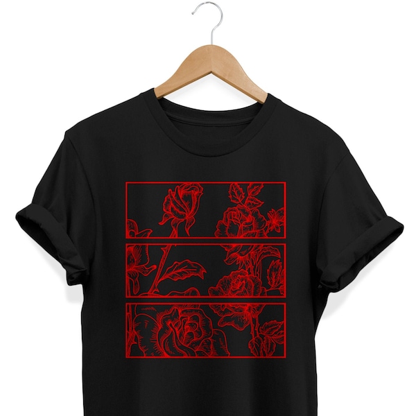 Red Roses shirt, Pastel Goth Tee, Gothic T-shirt, Aesthetic Clothing, Soft Grunge Clothes, Urban Streetwear, Alternative Fashion