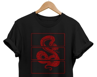 Red Snake shirt, Soft Grunge Clothes, Aesthetic Clothing, Pastel Goth Tee, Gothic T-shirt, Urban Streetwear, Alternative Fashion, E-girl Tee