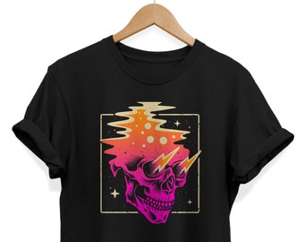Electric Skull Shirt, Pastel Goth T-shirt, Edgy Clothes, E-Girl Clothing, Gothic Kleidung, Alternative Fashion, Occult Outfit, Graphic Tees