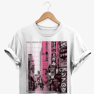 Retro japanische Straße Retrowave T-Shirt, Synthwave-Grafik-T-Shirt, Anime-Ästhetisches Kleidungshemd, Japan Streetwear-Modegeschenke