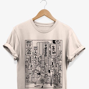 T-shirt minimalista Tokyo Street / T-shirt grafica con estetica urbana giapponese / Regali artistici di streetwear giapponese