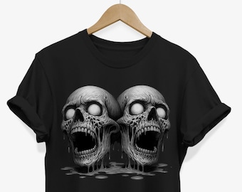 Screaming Skulls Weird T-shirt | Weirdcore Shirt | Dark Grunge Graphic Tee | Horror Clothes